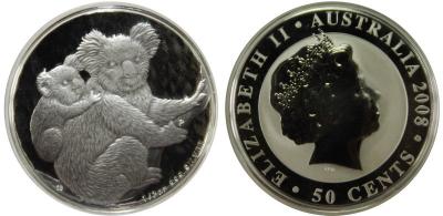 Австралия Коала ½ унции 2008 серебро.jpg