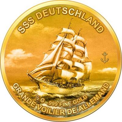 Гвинея 1000 франков 2016 год парусник «Шульшифф Дойчланд».jpg