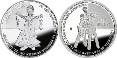 16 января 1605 года был впервые опубликован роман  Дон Кихот  (Spain-2005-10-euro).jpg