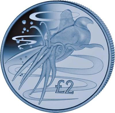 Южная Джорджия и Сандвичевые острова 2 фунта 2017 год «Голубой гигантский кальмар» титан (реверс).jpg