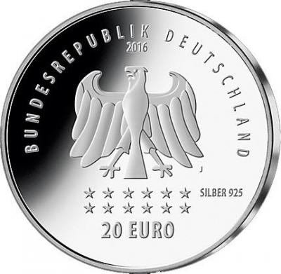 Германия 20 евро 2016 год «175 лет гимну Германии» (аверс).jpg