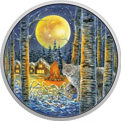 Канада 30 долларов 2017 год «Рысь в лунном свете».jpg