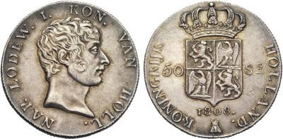 KÖNIGREICH HOLLAND Ludwig Napoleon, 1806-1810. 50 Stüber 1808, Utrecht. Dav. 228.jpg