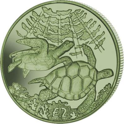 Британская Территория в Индийском Океане 2 фунта 2017 «Зелёная черепаха» титан.jpg