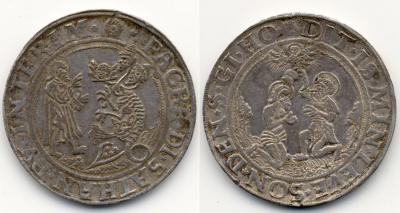 GRAFSCHAFT OSTFRIESLAND Edzard II., Christoph und Johann, 1540-1566. Taler o. J. (1549), auf das Augsburger Interim Dav. 9445 R.jpg