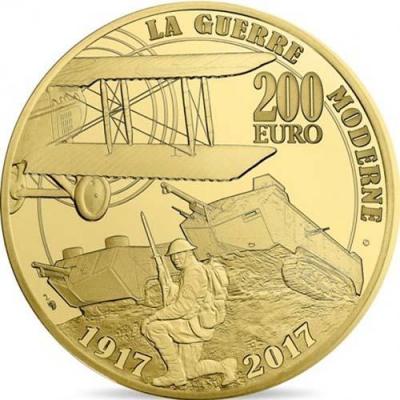 Франция золото 200 евро 2017 год «Танки и авиация» (реверс).jpg