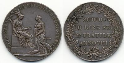 MILANO Repubblica Cisalpina (1800-1802) Scudo da 6 Lire A. VIII (1799-1800) Dav.199.jpg