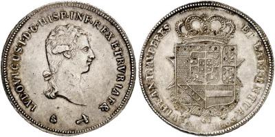TOSCANA Lodovico I. di Borbone, König von Toscana, 1801-1803. Francescone (10 Paoli) 1803, Florenz. Dav. 151.jpg