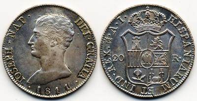 SPANISH MONARCHY JOSEPH NAPOLEON 20 Reales. 1810. MADRID..jpg