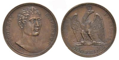 FRANKREICH KÖNIGREICH Napoléon I, 1804-1814, 1815.100 Francs 1807. Probe (Essai) in Bronze  Gadoury 1118; Mazard 601 b. RR .jpg