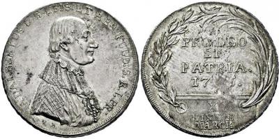 FULDA, BISTUM Adalbert III. von Harstall. 1788-1802, Fulda.Konventionstaler 1795 Kontribution (Mmz. Ludwig van Hoven). Brustbild rechts. Rs Drei Zeilen Schrift über Jahrzahl und Wert zwischen Palm.jpg