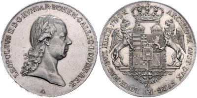 RÖMISCH-DEUTSCHES REICH. Leopold II., 1790-1792. Konv.-Taler 1790 A, Wien. Königstaler. Dav.1171.jpg