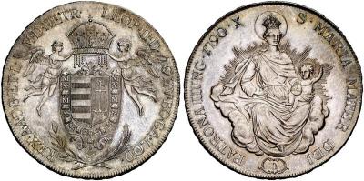 RÖMISCH-DEUTSCHES REICH. Leopold II.- 1790-1792. Konv.-Taler 1790 A- Wien- für Ungarn. Königstaler. 28-04 g Dav. 1172.jpg