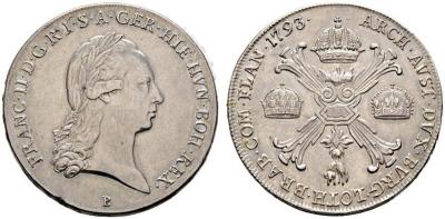 Franz II. 1792-1806-(1835). Kronentaler 1793 B, Kremnitz; Dav. 1180.jpg