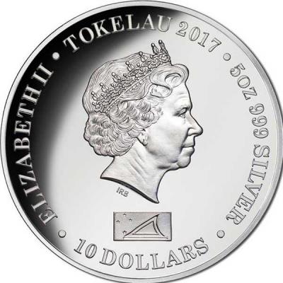 TOKELAU 10 Dollars 2017 – Diana Princess of Wales – 5 oz 0.999 silver Proof – mintage 500 pcs only – diameter 65 mm (аверс).jpg