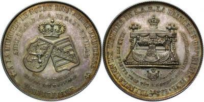 1 мая 1872 года умерла Амалия Саксен-Веймар-Эйзенахская (1872. OVERBRENGING VAN HET STOFFELIJK OVERSCHOT VAN PRINSES AMALIA. zilver, 49 mm,51.45 g).jpg