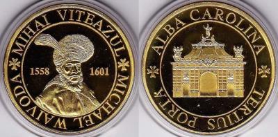 9 августа 1601 года умер Михай Храбрый. Mihai Viteazul. Medalie din bronz suflat cu aur diametrul 40 mm,grosime 3 mm..jpg