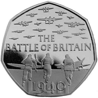 Великобритания 50 британский пенсов 2015 год «Битва за Британию» (реверс).jpg