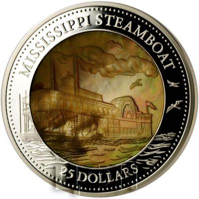 Острова Кука 25 долларов 2015 «Пароход на Миссисипи» (реверс).jpg