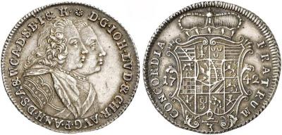 ANHALT-ZERBST, FÜRSTENTUM Johann Ludwig und Christian August, 1742-1746. 23 Taler 1742, uf ihren Regierungsantritt. Dav. 206.jpg