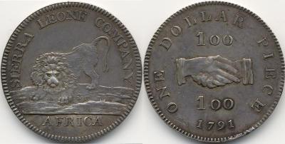 SIERRA LEONE Dollar 1791 SIERRA LEONE COMPANY  Dav. 57, 25,73 g. RR ss-vz Auflage 6560 Exemplare. .jpg