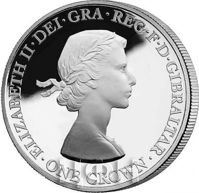 Гибралтар 1 крона  2016 год «Первый портрет»  (реверс).jpg