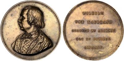 15 октября 1805 года родился Вильгельм фон Каульбах (Bronzemedaille o.J. Auf den Maler Wilhelm von Kaulbach. Brustbild nach links. Fünf Zeilen Schrift. 61 mm.).jpg