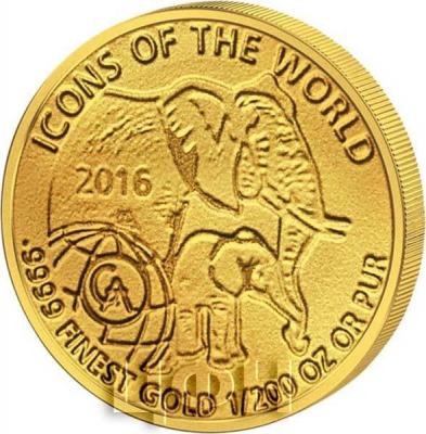Руанда 10 франков 2016 Монетные символы мира африканский слон (реверс).jpg