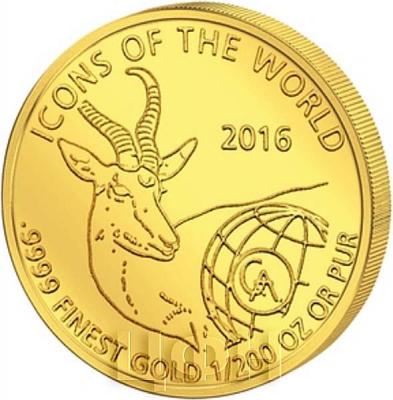 Руанда 10 франков 2016 Монетные символы мира Спрингбок (реверс).jpg