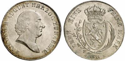 NASSAU, HERZOGTUM Friedrich August zu Usingen, 1803-1816 Konv.-Taler 1811. Dav. 738.jpg