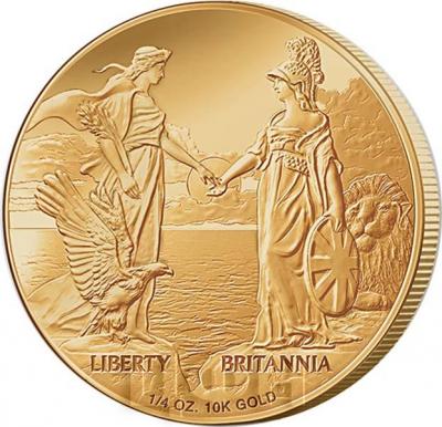 Тристан-да-Кунья 1 крона 2015 год золото «США и Британия» (реверс).jpg