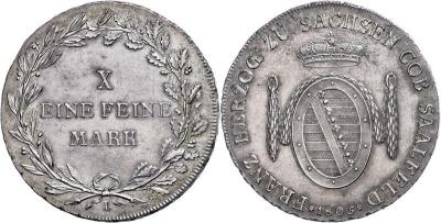 Sachsen-Coburg-Saalfeld Taler, 1805, Franz Friedrich Anton, Auflage nur 600 Stück! Thun 371, Dav. 831.jpg
