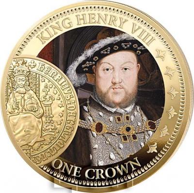 Тристан-да-Кунья 1 крона 2017 год золото «Henry VIII» (реверс).jpg