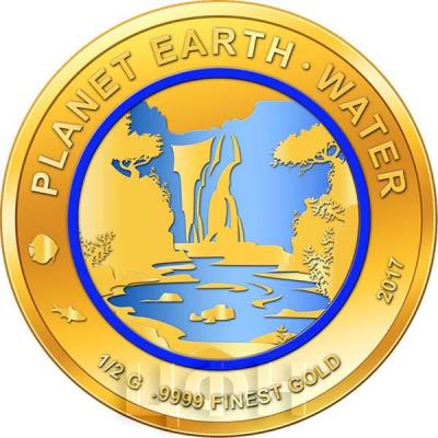 Нигер 100 франков кфа 2017 год «Планета Земля - вода» (реверс).jpg