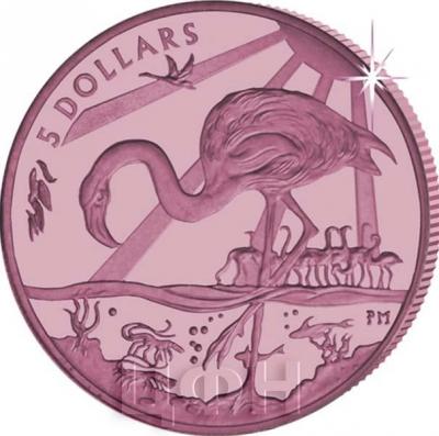 Британские Виргинские острова 5 долларов 2015 год «Фламинго» (реверс).jpg