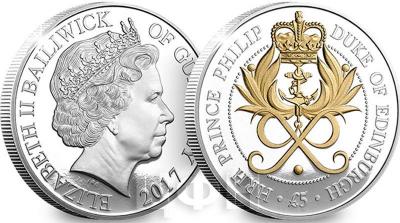 Гернси 5 фунтов 2017 год «70 лет на службе. Принц Филипп».jpg