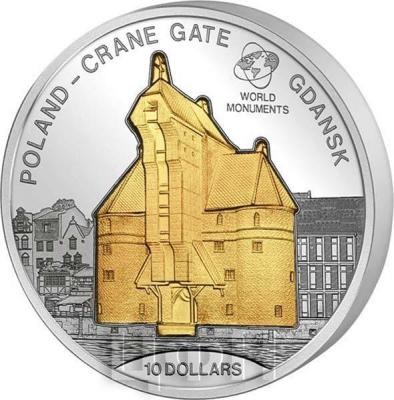 Острова Кука 10 долларов 2016, 1 OZ Ag 999.  POLAND - GRANE GDANSK (реверс).jpg