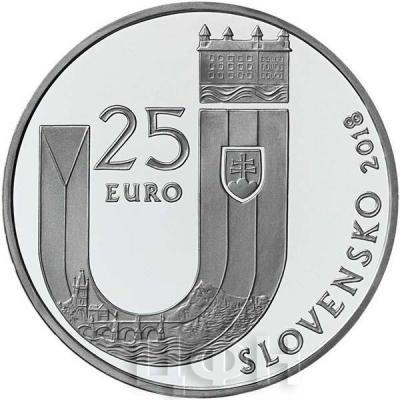 Словакия 25 евро 2018 года «25 лет образования государства» (аверс).jpg