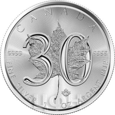 Канада 5 долларов 2018 год «30 лет Кленовый лист» (реверс).jpg