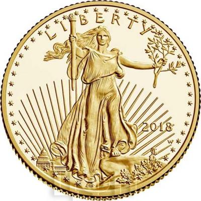 США Орёл 2018 года золотая монета (аверс).jpg