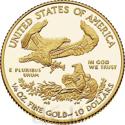 США Орёл 2018 года золотая монета (реверс).jpg