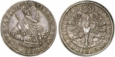 Erzherzog Ferdinand, 1564-1595. Doppelter Reichstaler o. J. (posthume Prägung 16011604), Hall. 57,58 g..jpg