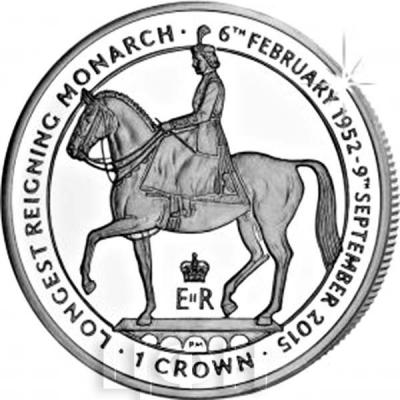 Остров Мэн 1 крона 2015  год «Королева» (реверс).jpg