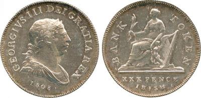 IRELAND George III (1760-1820), Bank of Ireland Coinage, Silver 30-Pence, 1808.jpg