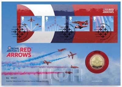 Великобритания 2 фунта 2018 год Красные стрелки RAF золото «100 ЛЕТ ВВС» (карточка).jpg