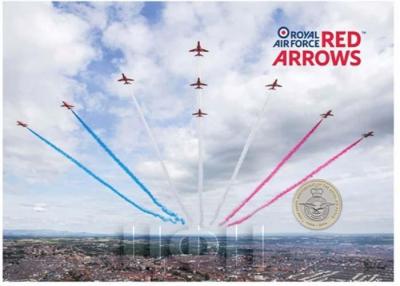 Великобритания 2 фунта 2018 год Красные стрелки RAF. «100 ЛЕТ ВВС» (карточка).jpg