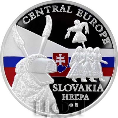 Конго 20 франков КФА 2015 год CENTRAL EUROPE SLOVAKIA HEĽPA «Ритуальная маска Словакии» (реверс).jpg