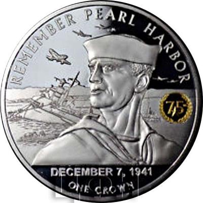 Тристан-да-Кунья 1 крона 2016 год «REMEMBER PEARL HARBOR» (реверс).jpg