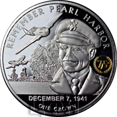 Тристан-да-Кунья 1 крона 2016 год «REMEMBER PEARL HARBOR» (реверс).jpg