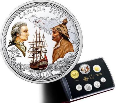 Канада 1 доллар 2018 год «240-летие прибытия капитана Кука на Нутку» (реверс).jpg